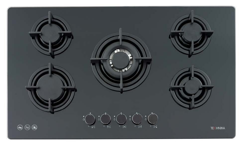 900mm black glass cooktop